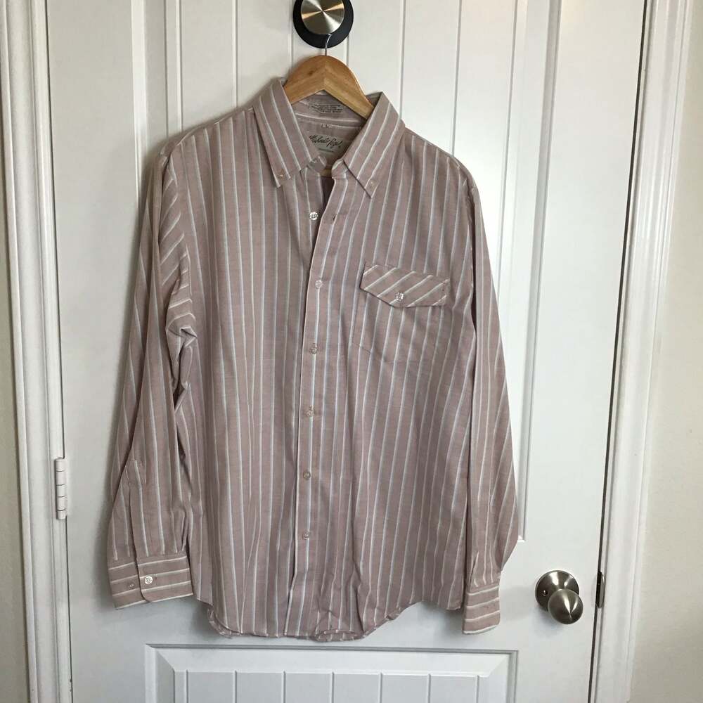 Michael Page Ivy Traditional LS Striped Button-Down Large Oxford Shirt